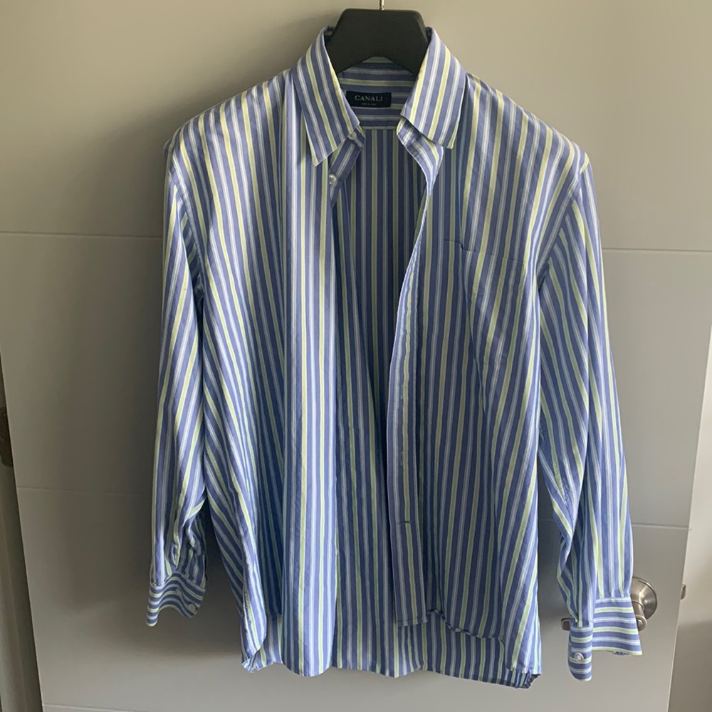 Men’s Size (L) Made In Italy Canali Button Up Dress Shirt